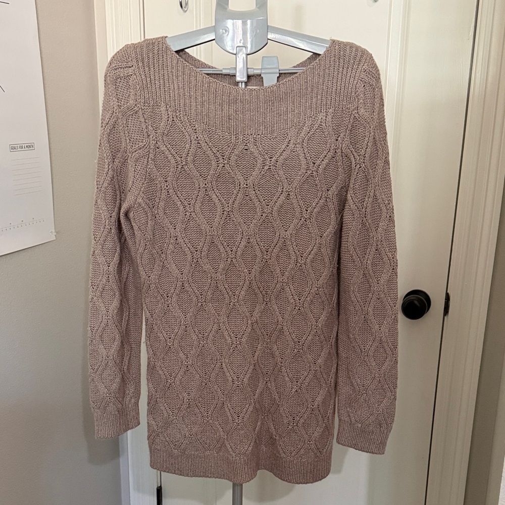 LOFT Taupe Cable Knit Sweater XL